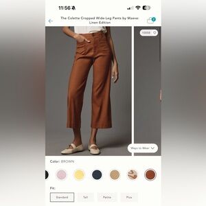 Anthropologie - Maeve Colette Cropped Wide Legged Pant